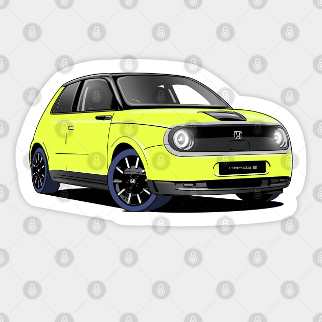 Honda e Electric Car in Standard Yellow Sticker by Webazoot